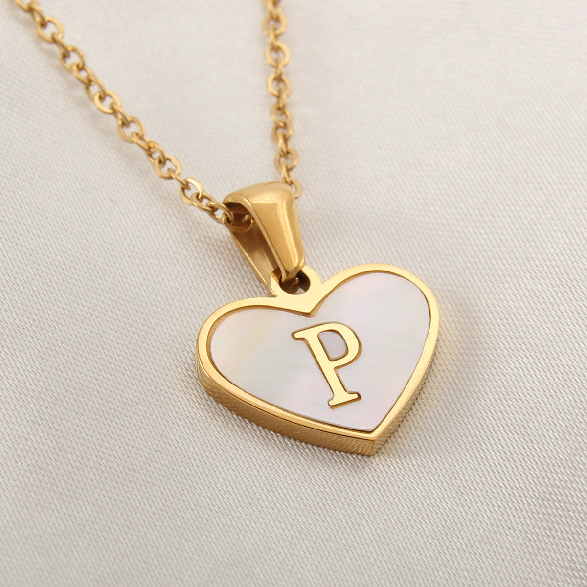 Heart-Shaped Letter Shell Necklace