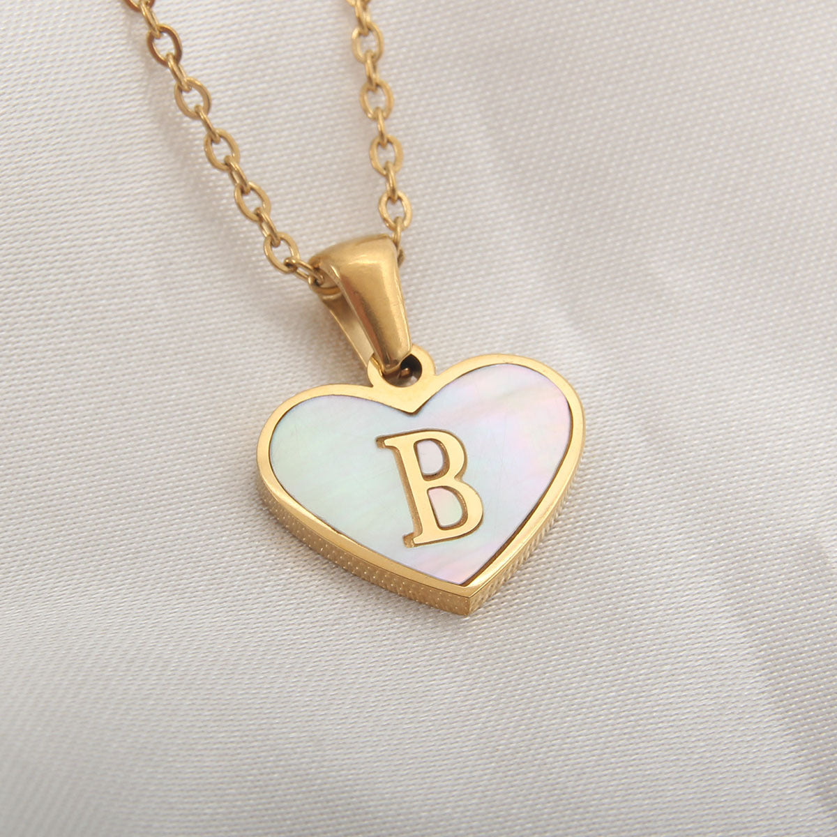 Heart-Shaped Letter Shell Necklace