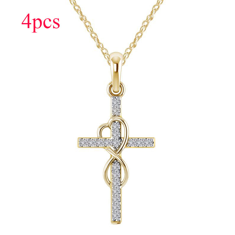 Diamond Eight-Character Cross Pendant Necklace