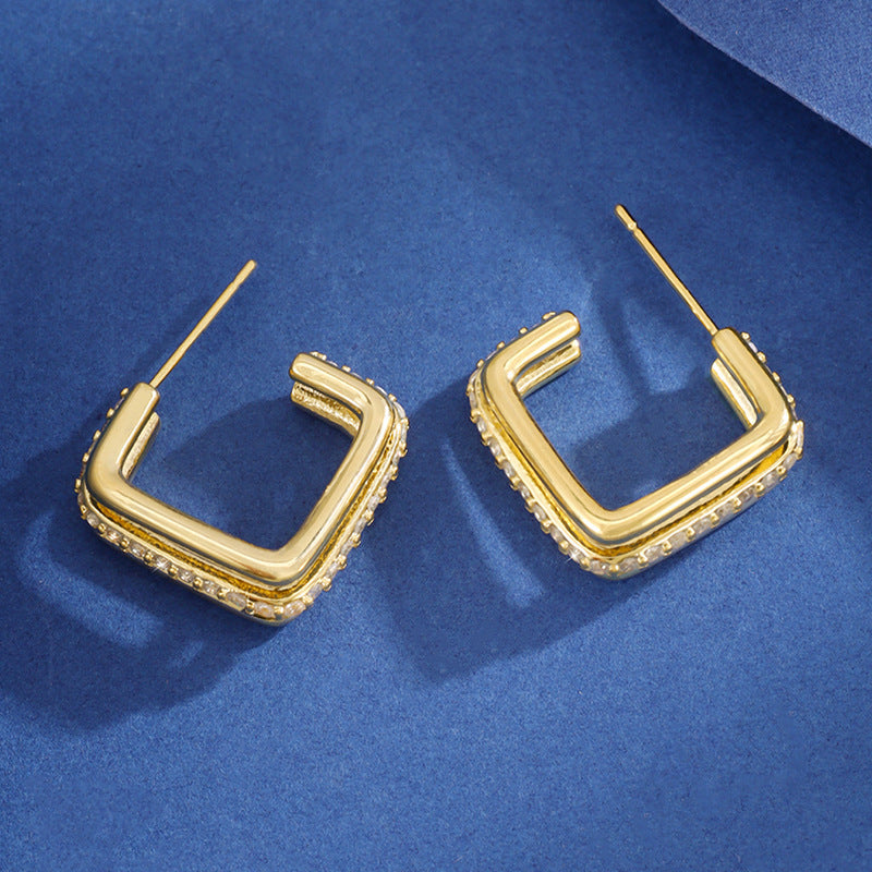 Three-layer Square Stud Earrings