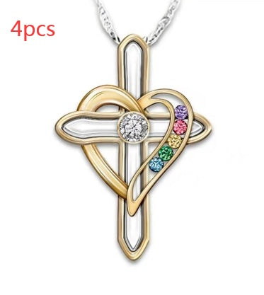 Colorful Cross Love Pendant Necklace