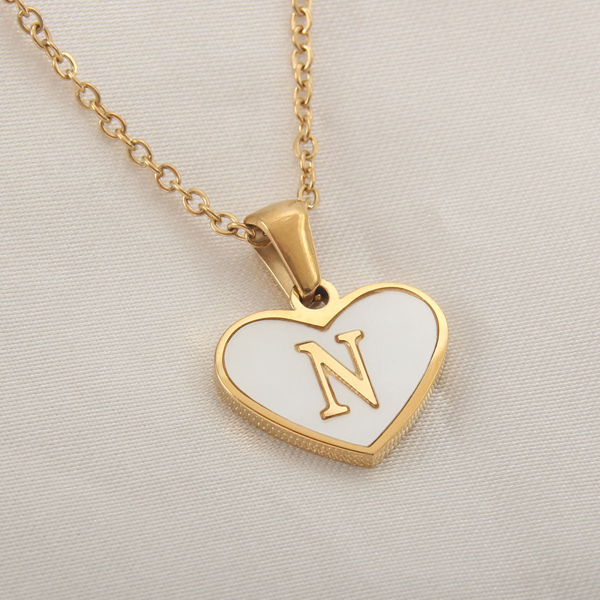 Heart-Shaped Letter Shell Necklace