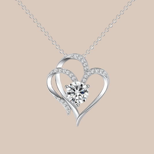 Zircon Double Love Heart Necklace