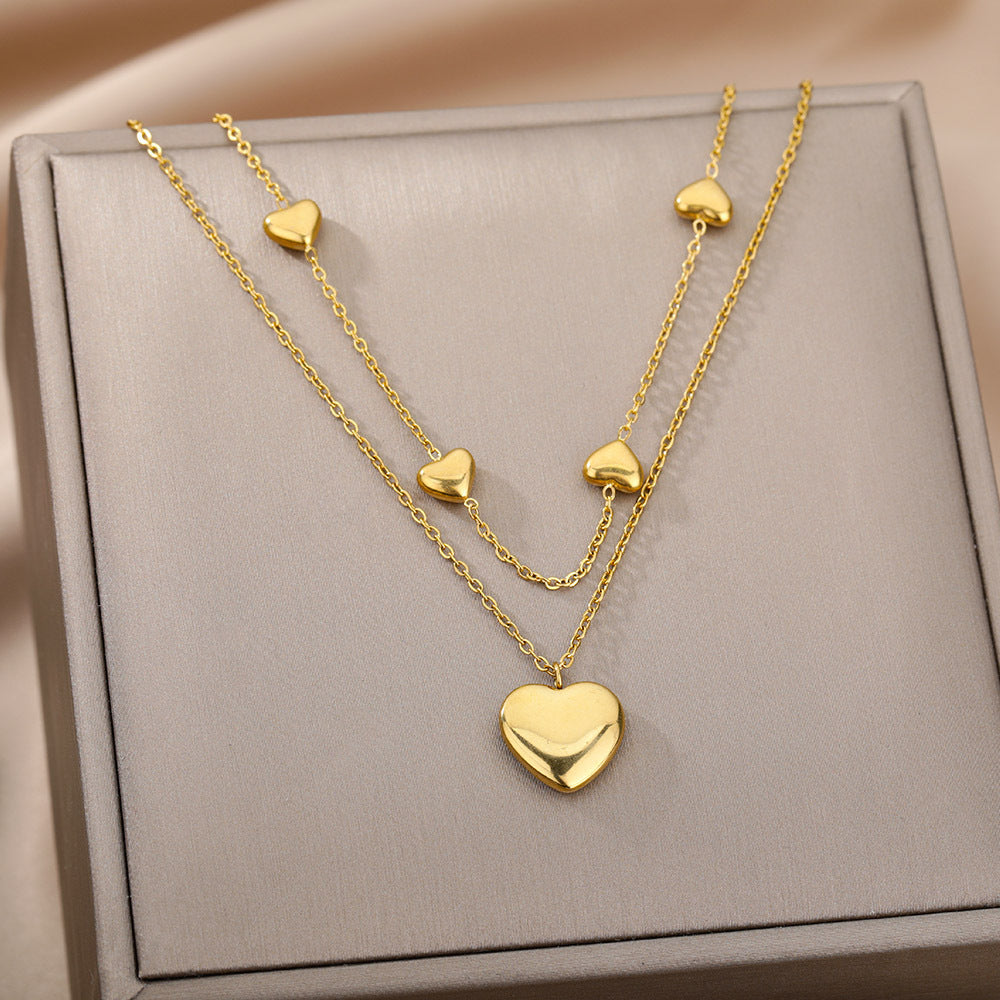 Multilayer Heart & Moon Star Pendant Necklace