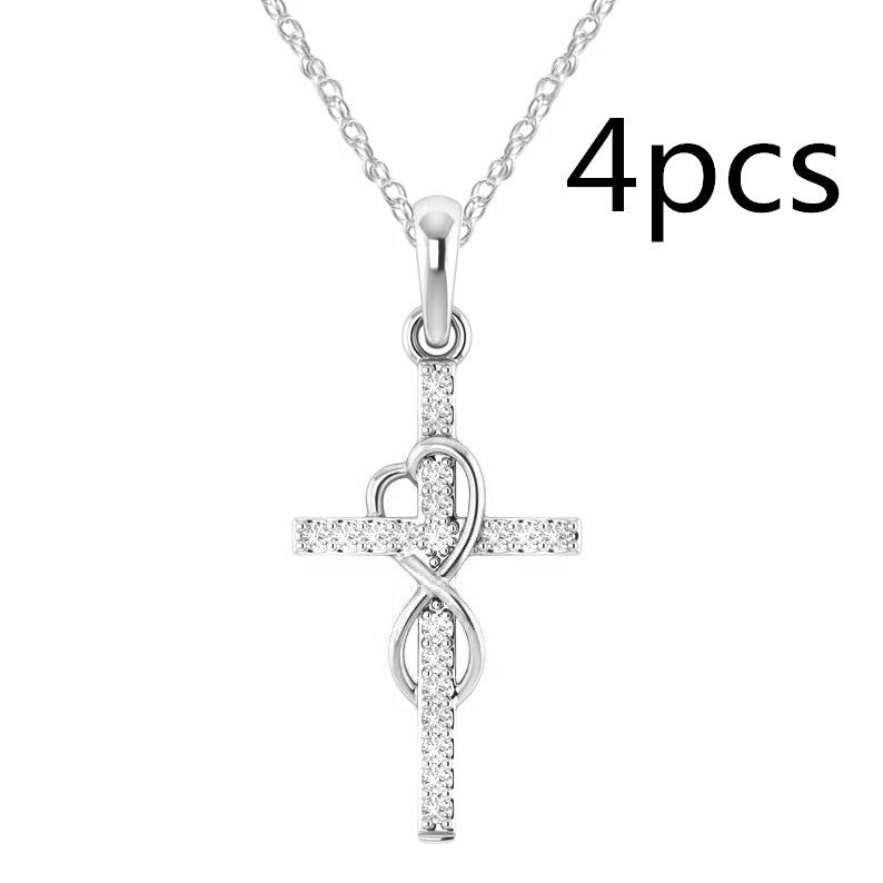 Diamond Eight-Character Cross Pendant Necklace