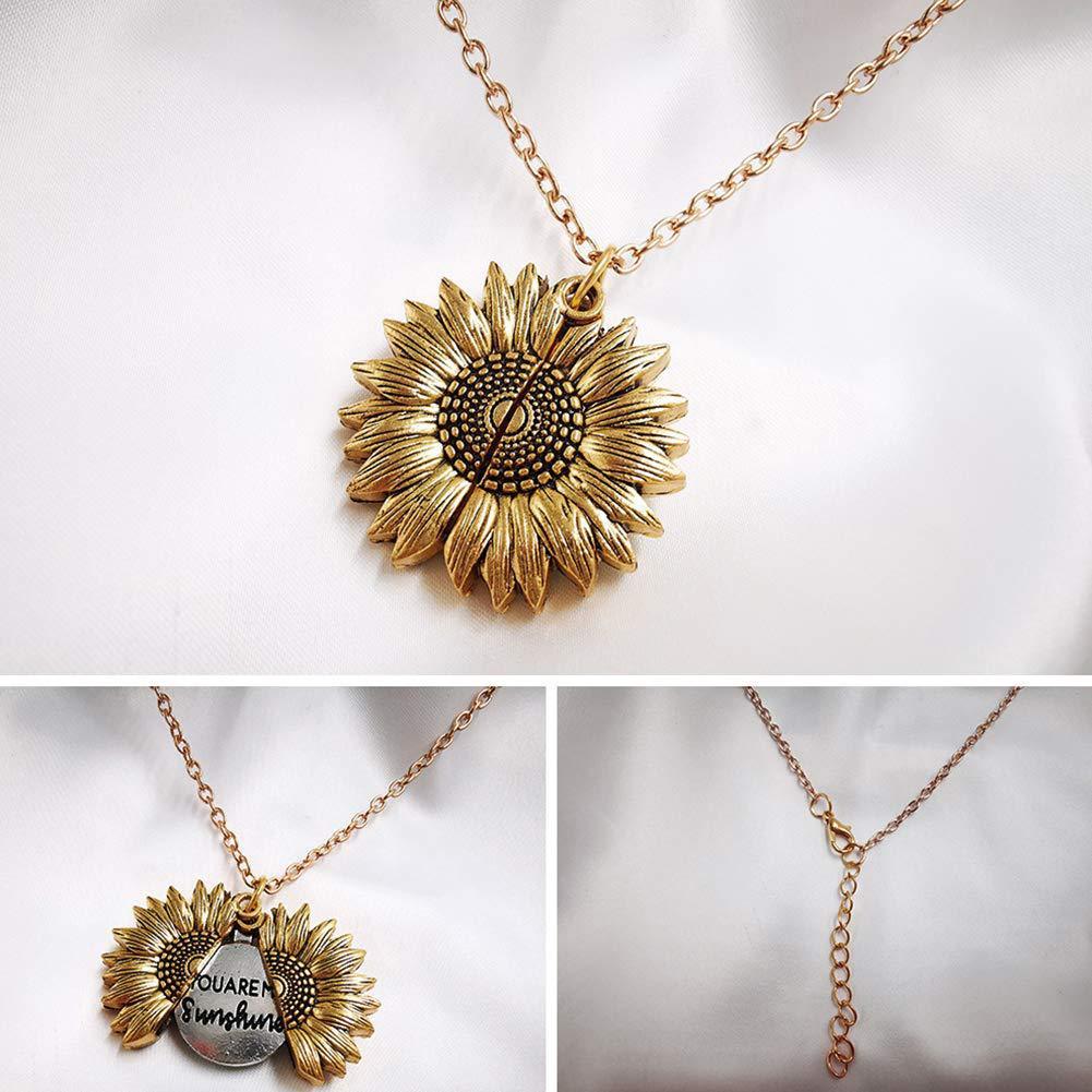 You Are My Sunshine Sunflower Pendant Necklace