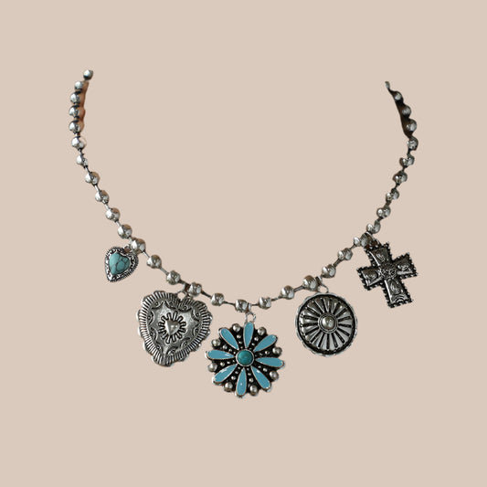 Personalized Turquoise Cross Rope Necklace