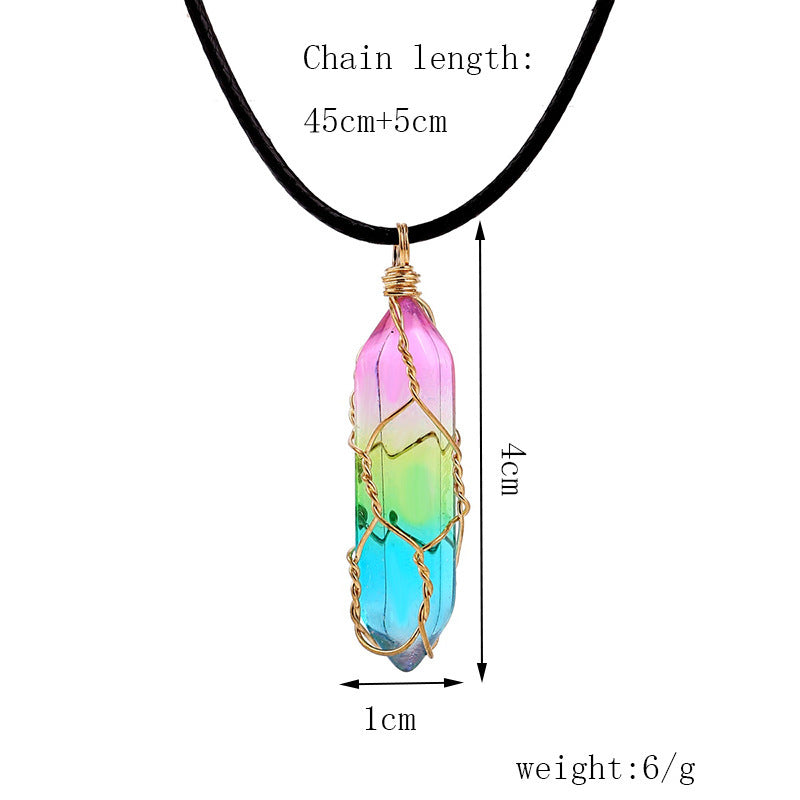 Geometric Diamond Crystal Pendant Necklace