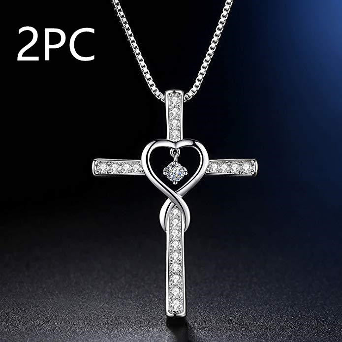 Infinity Love Cross Birthstone Pendant Necklace