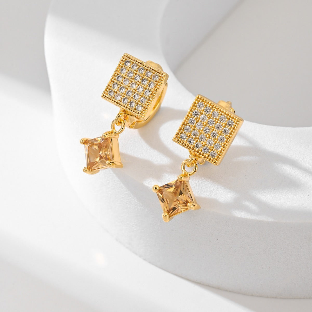 Square Fashion Zircon Earrings