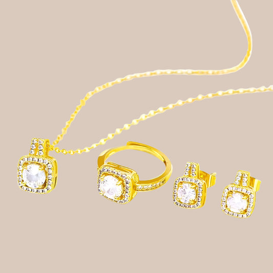 Gold Zircon Jewelry Set