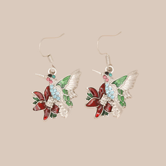 Colorful Hummingbird Diamond Earrings