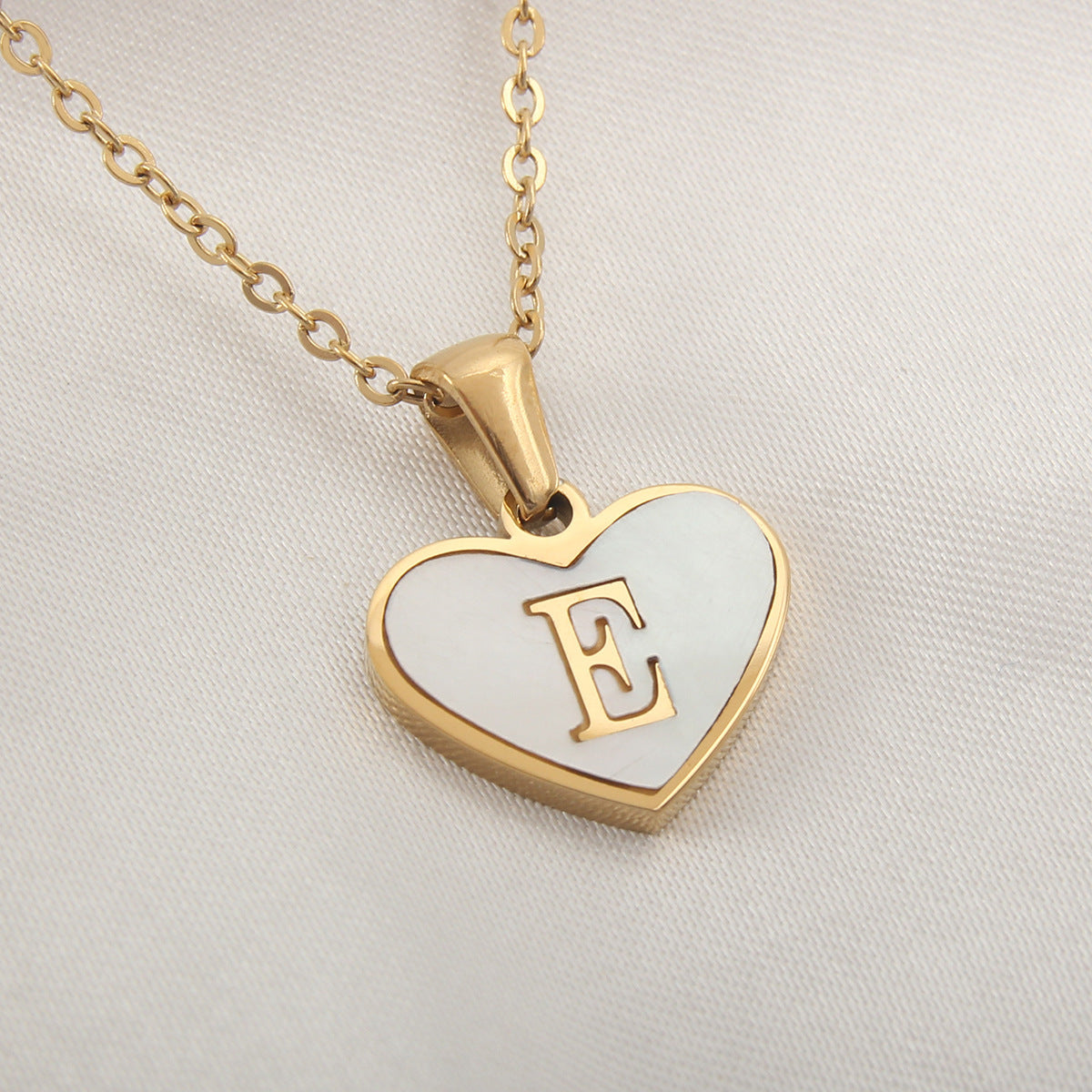 Heart-Shaped Letter Shell Necklace