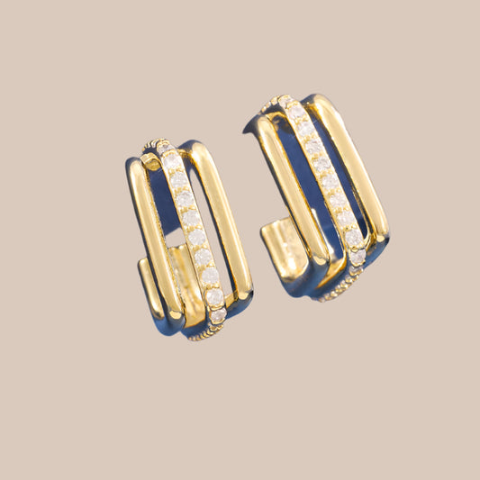 Three-layer Square Stud Earrings