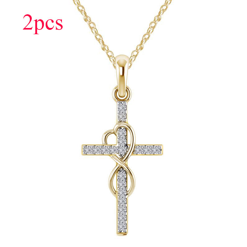 Diamond Eight-Character Cross Pendant Necklace