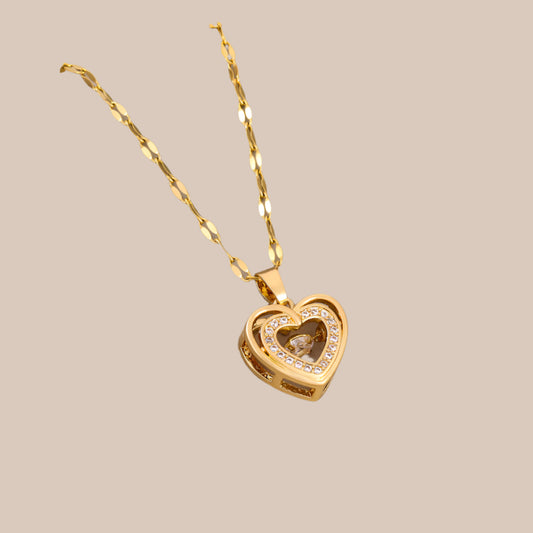 Double-Layer Love Rhinestone Necklace