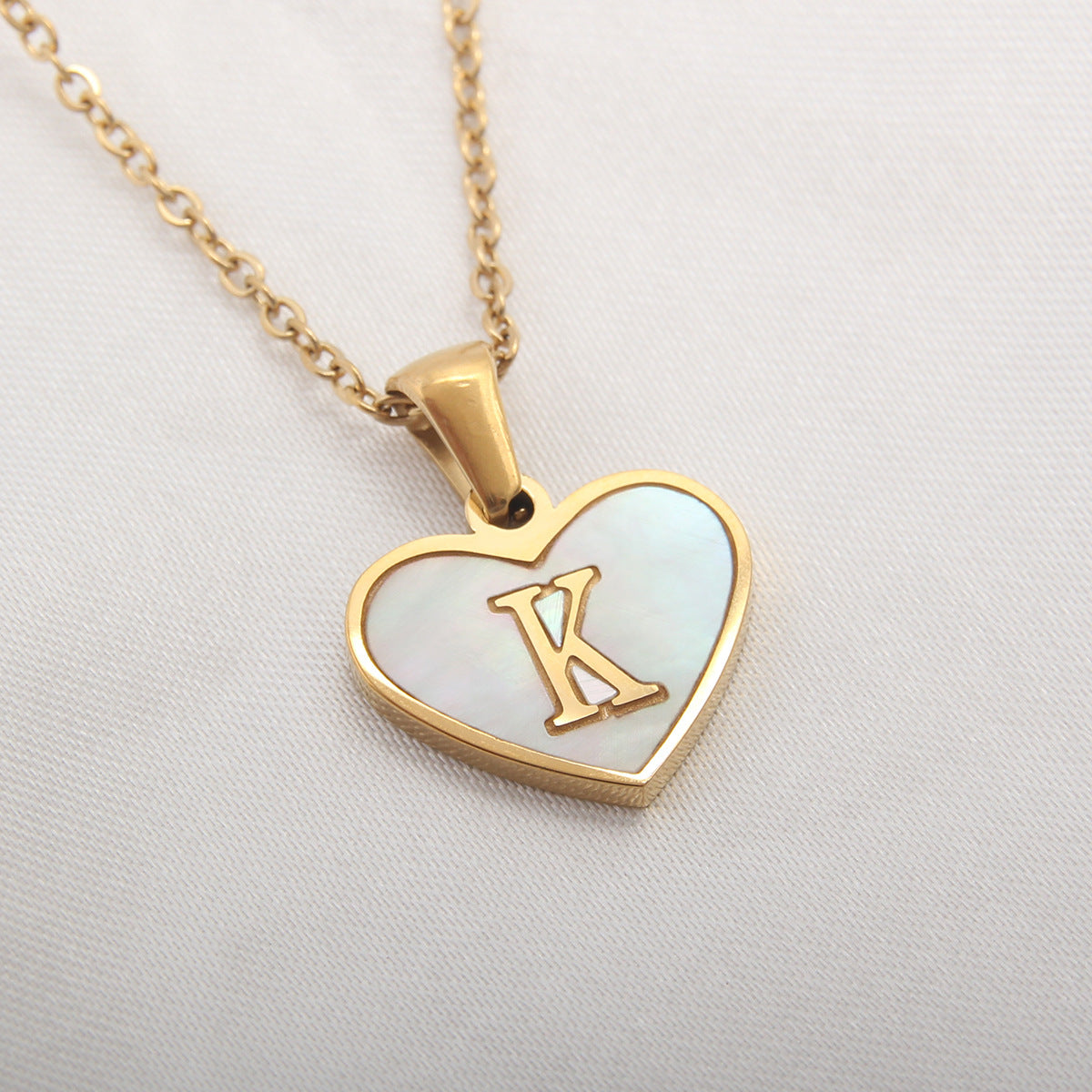 Heart-Shaped Letter Shell Necklace