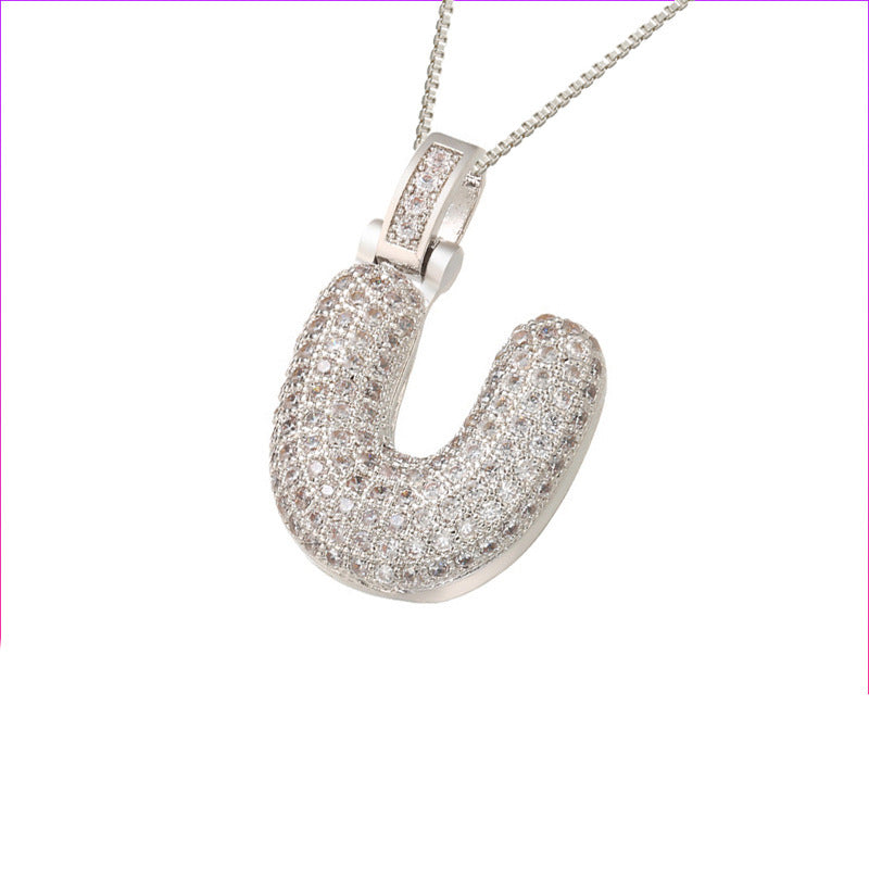 ZircaLetter Clavicle Pendant Necklace