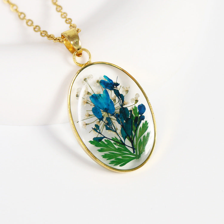 Design Resin Dried Flower Necklace Female Minority