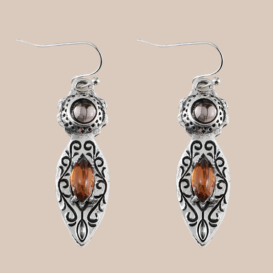 Retro Two-tone Gemstone Earrings