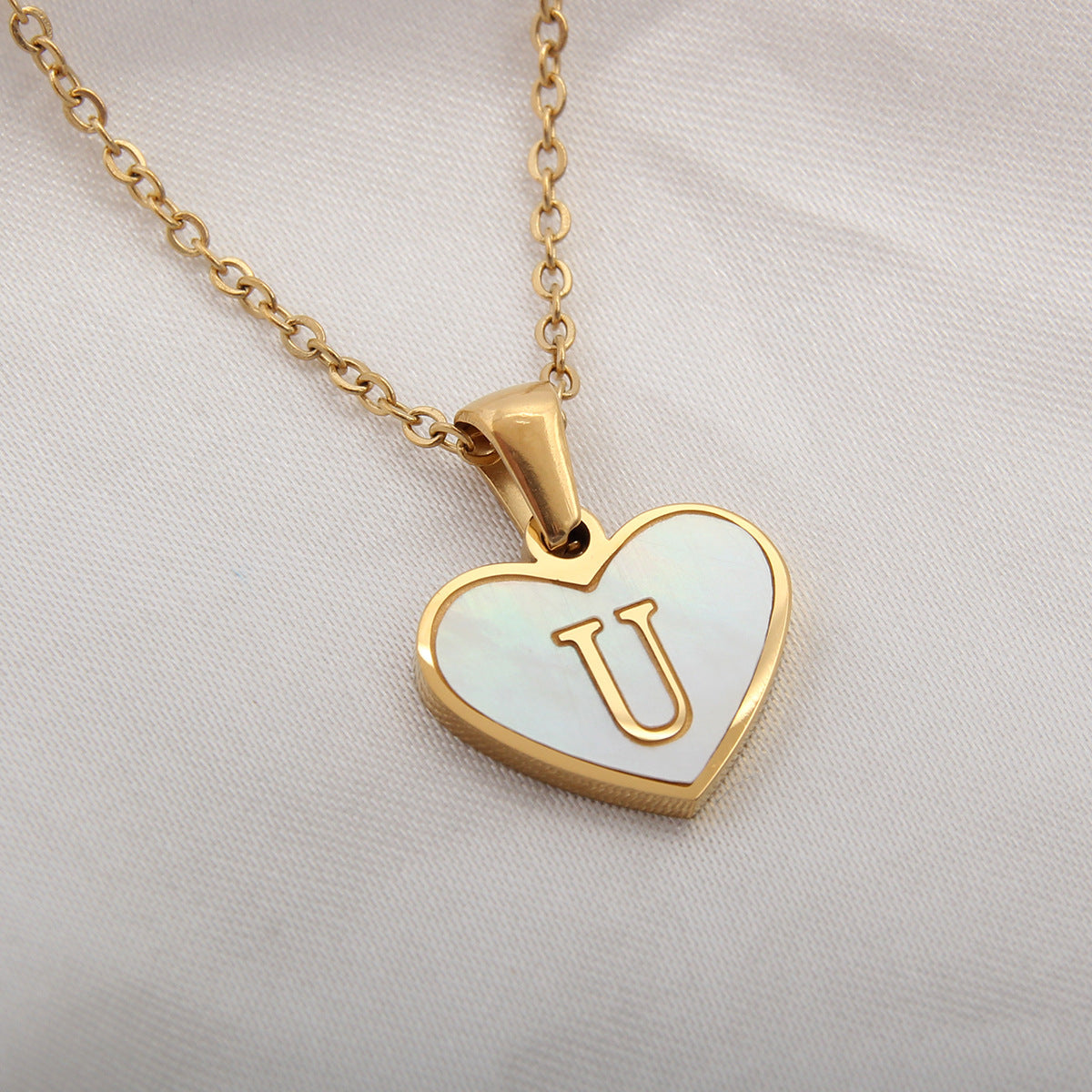 Heart-Shaped Letter Shell Necklace