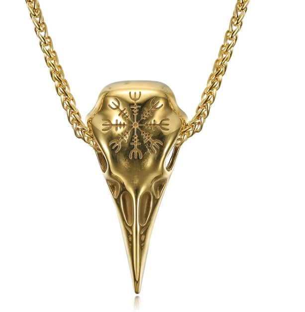 Viking Legacy Skull & Eagle Beak Pendant Necklace