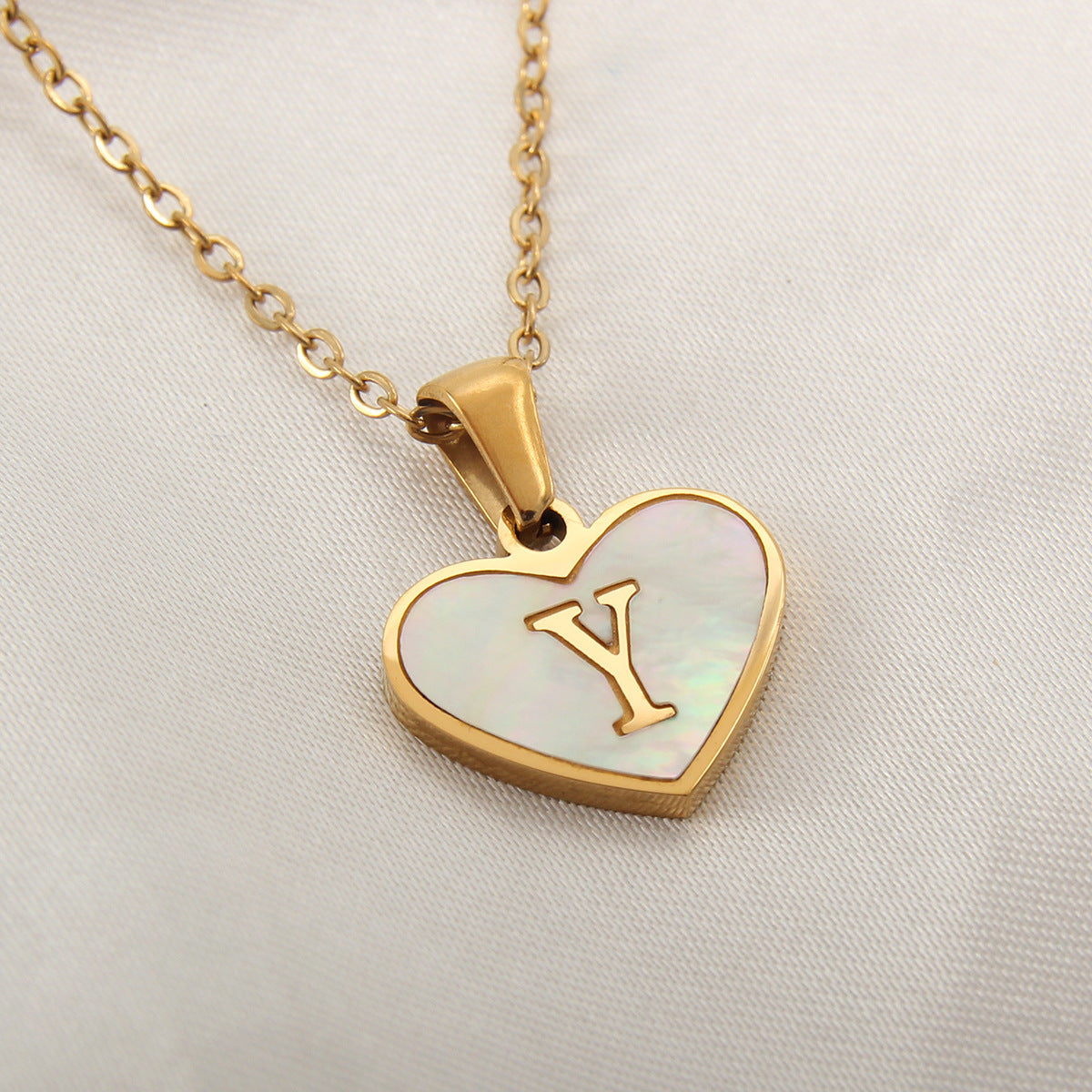 Heart-Shaped Letter Shell Necklace