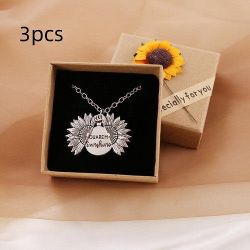 You Are My Sunshine Sunflower Pendant Necklace