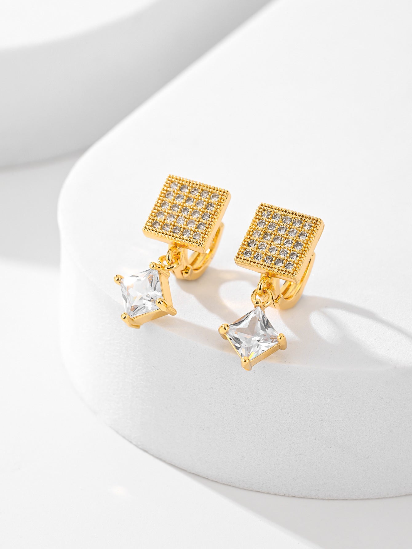 Square Fashion Zircon Earrings