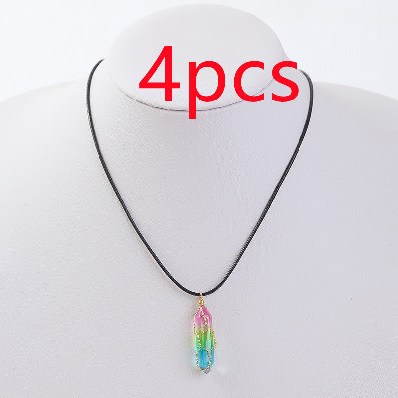 Geometric Diamond Crystal Pendant Necklace