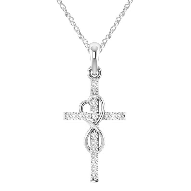 Diamond Eight-Character Cross Pendant Necklace