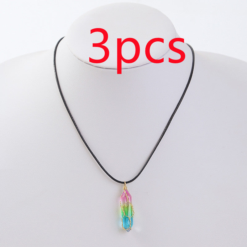 Geometric Diamond Crystal Pendant Necklace